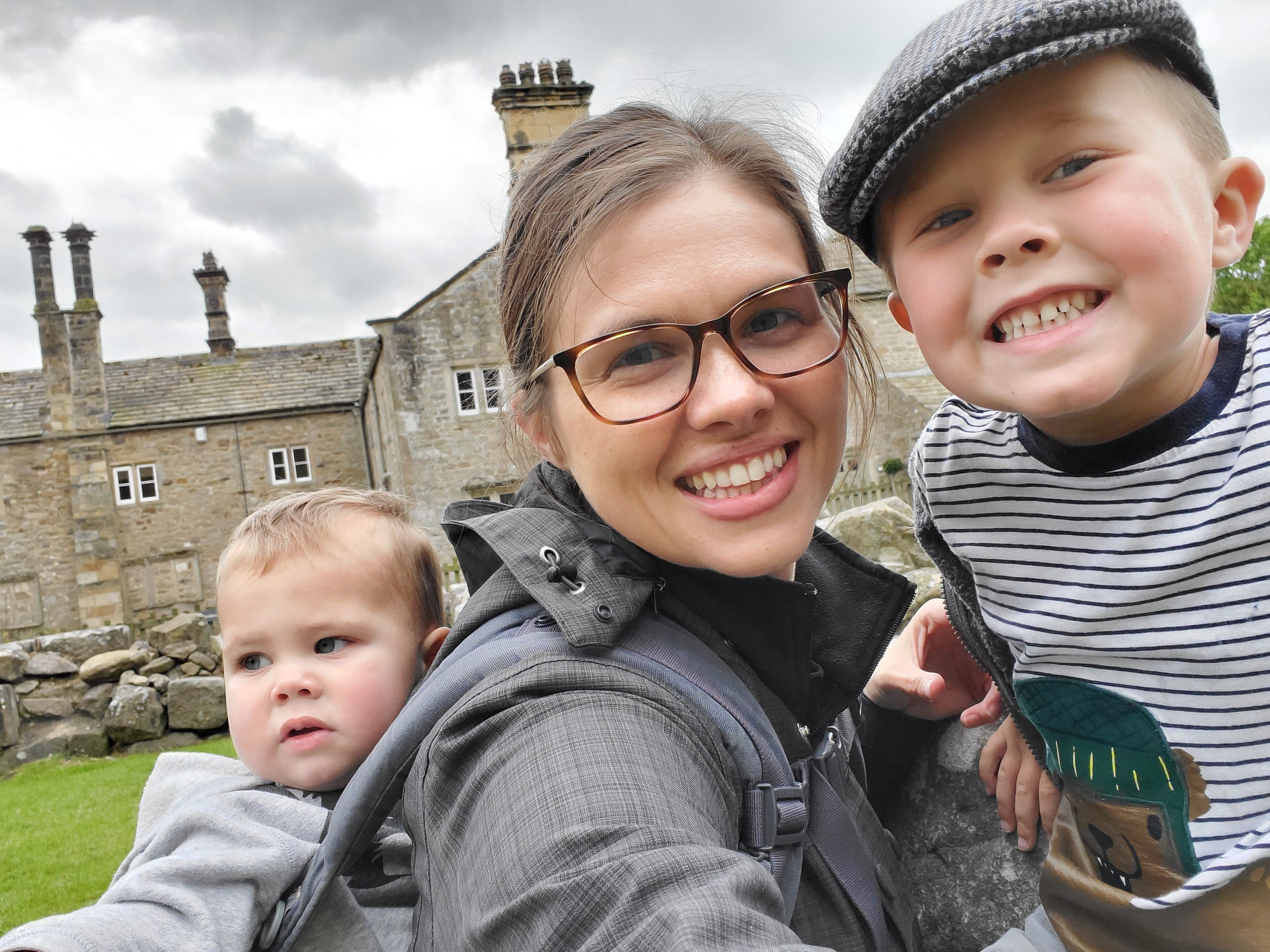 Christa Adell Kile in London with her kids