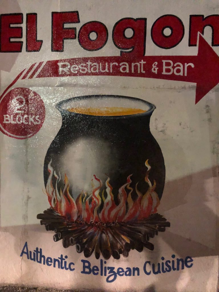 Sign for the El Fogon Restaurant in Belize