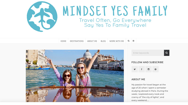Website snapshot- Mindset Yes Family’s “The Best Things to Do in Venice with Kids”